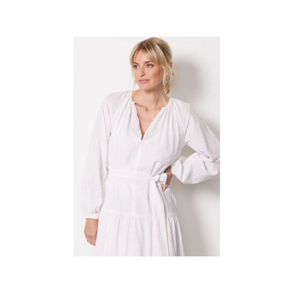 Evereve Roan + Ryan Josephina White Maxi Dress Women's Size Small Cottagecore - Picture 3 of 9